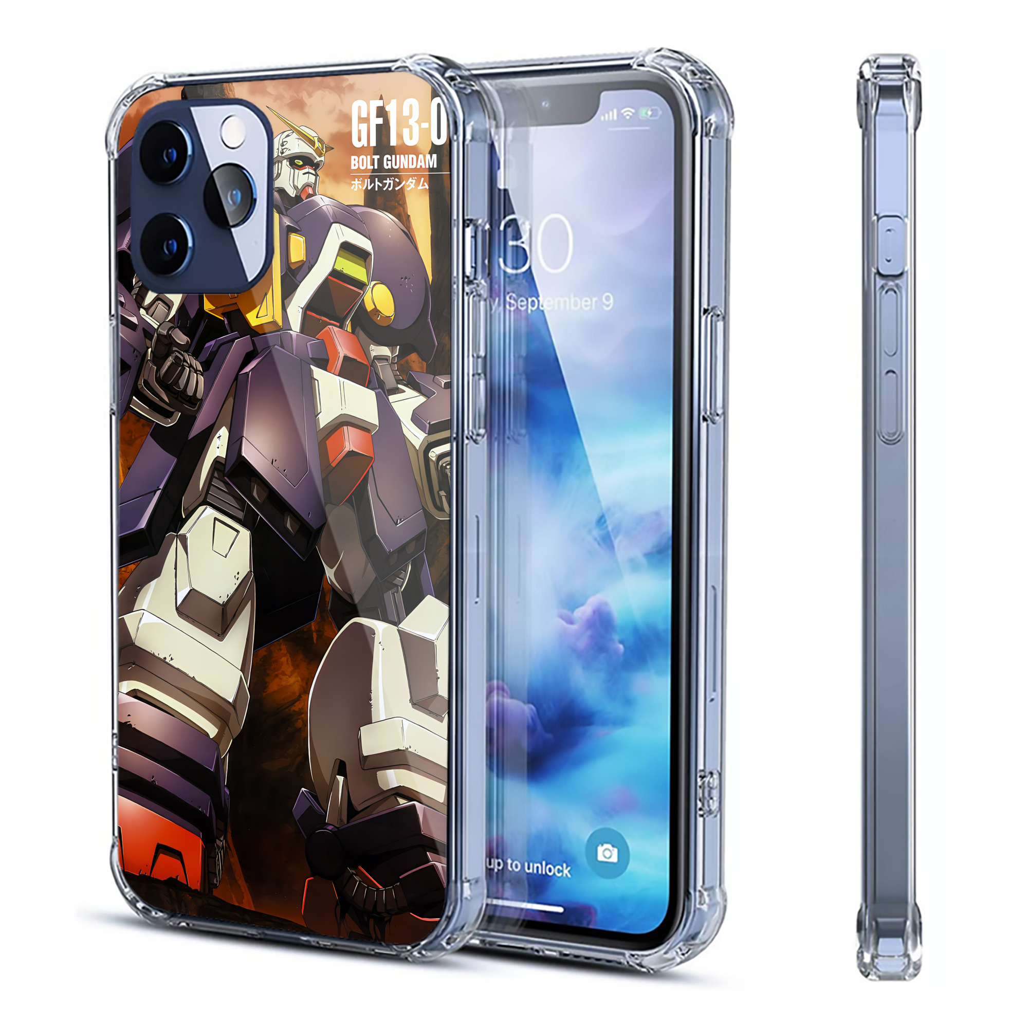 （画像用） 機動戦士ガンダム Mobile Suit Gundam 【iPhone 12シリーズ対応】透明スマホケース（クリアソフトケース）